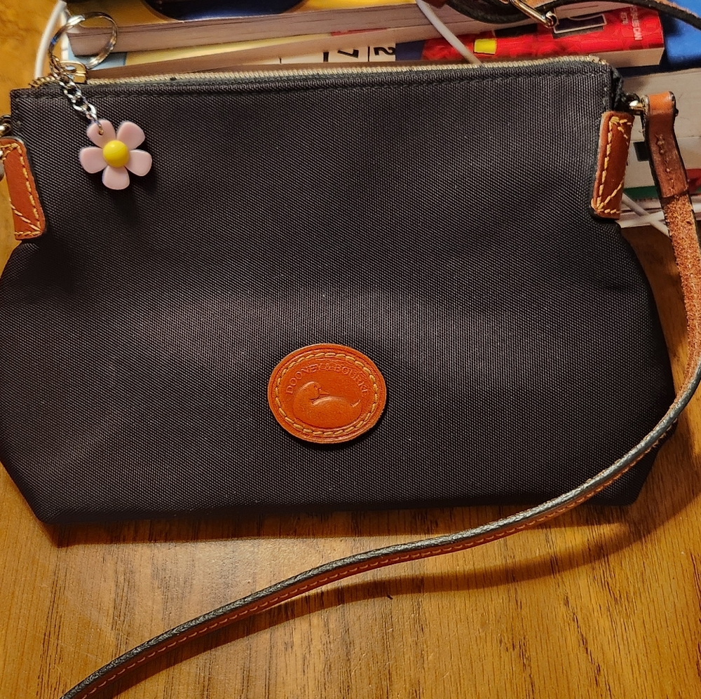 Dooney & Bourke Red and Brown Crossbody Bag with Leather Trim